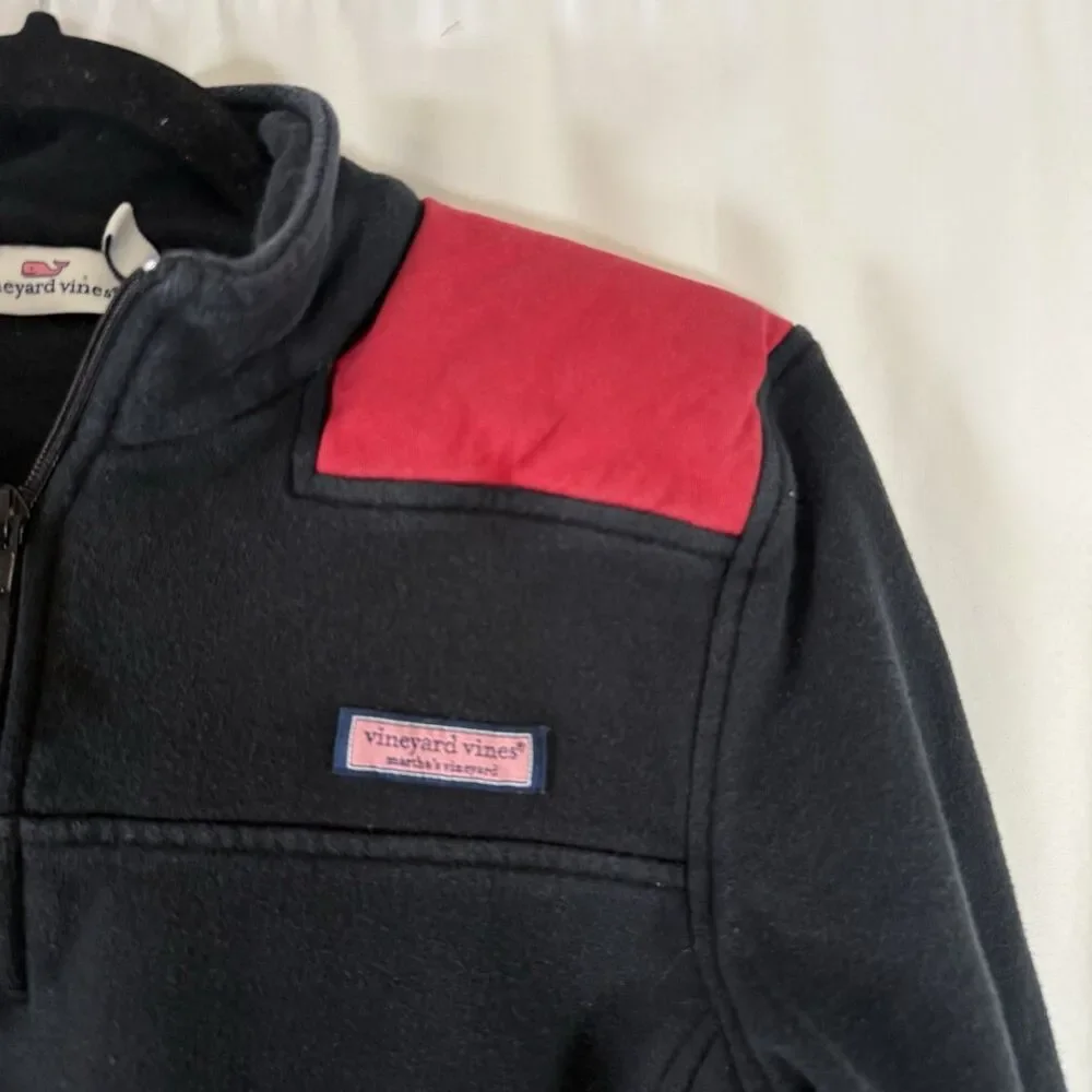 Vineyard Vines Sweater Boys Medium Black 1/4 Zip Turtleneck Pullover 100% Cotton